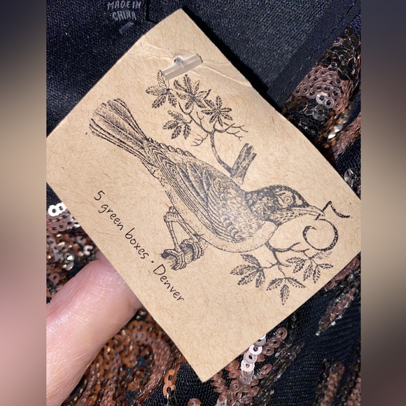 SALE-NWT Jealous Tomato Elegant Black Gold Sequin Embroidered Midi Skirt - Picture 8 of 15